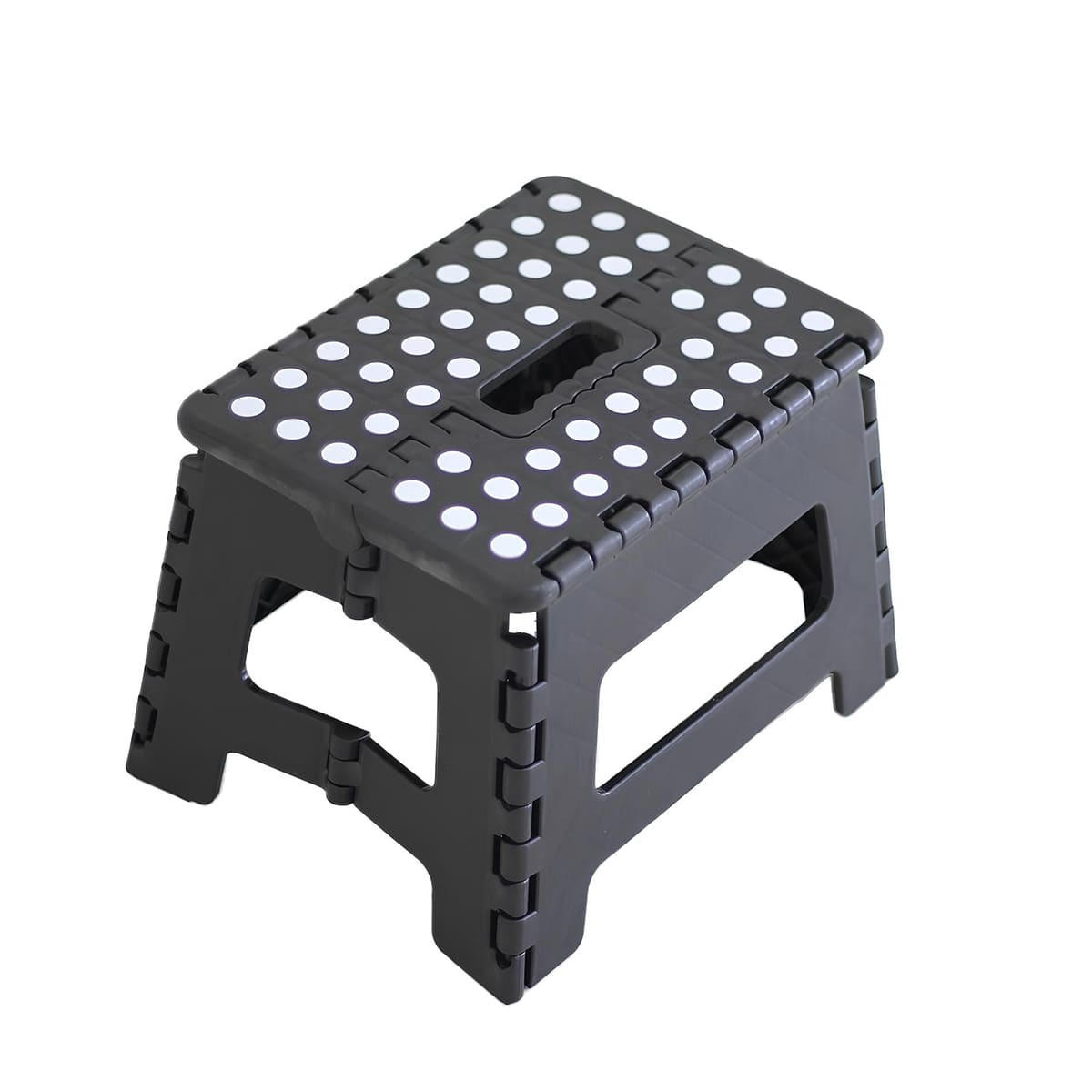 KLAPPHOCKER faltbar mit Anti-Rutsch Beschichtung, Tritthocker H 22 cm bis 150 KG belastbar, Schwarz - Schwarz, Paraffin (22/29/22cm)