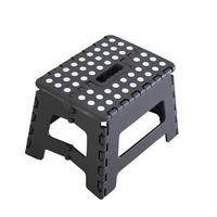 KLAPPHOCKER faltbar mit Anti-Rutsch Beschichtung, Tritthocker H 22 cm bis 150 KG belastbar, Schwarz - Schwarz, Paraffin (22/29/22cm)
