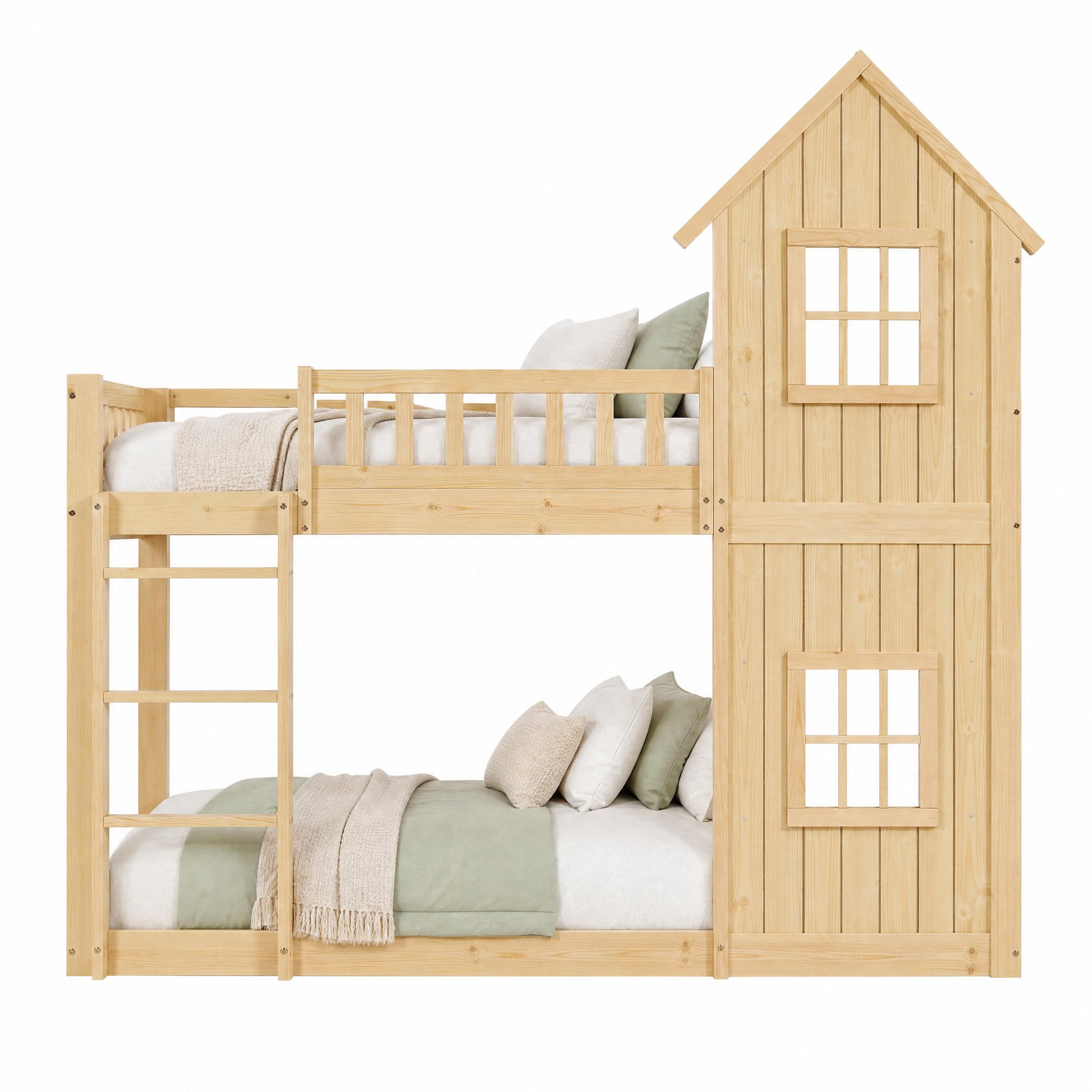 ETAGENBETT Hausbett 90x200 cm Holz Natur - Naturfarben, Holz (90/200cm) - Meubliv