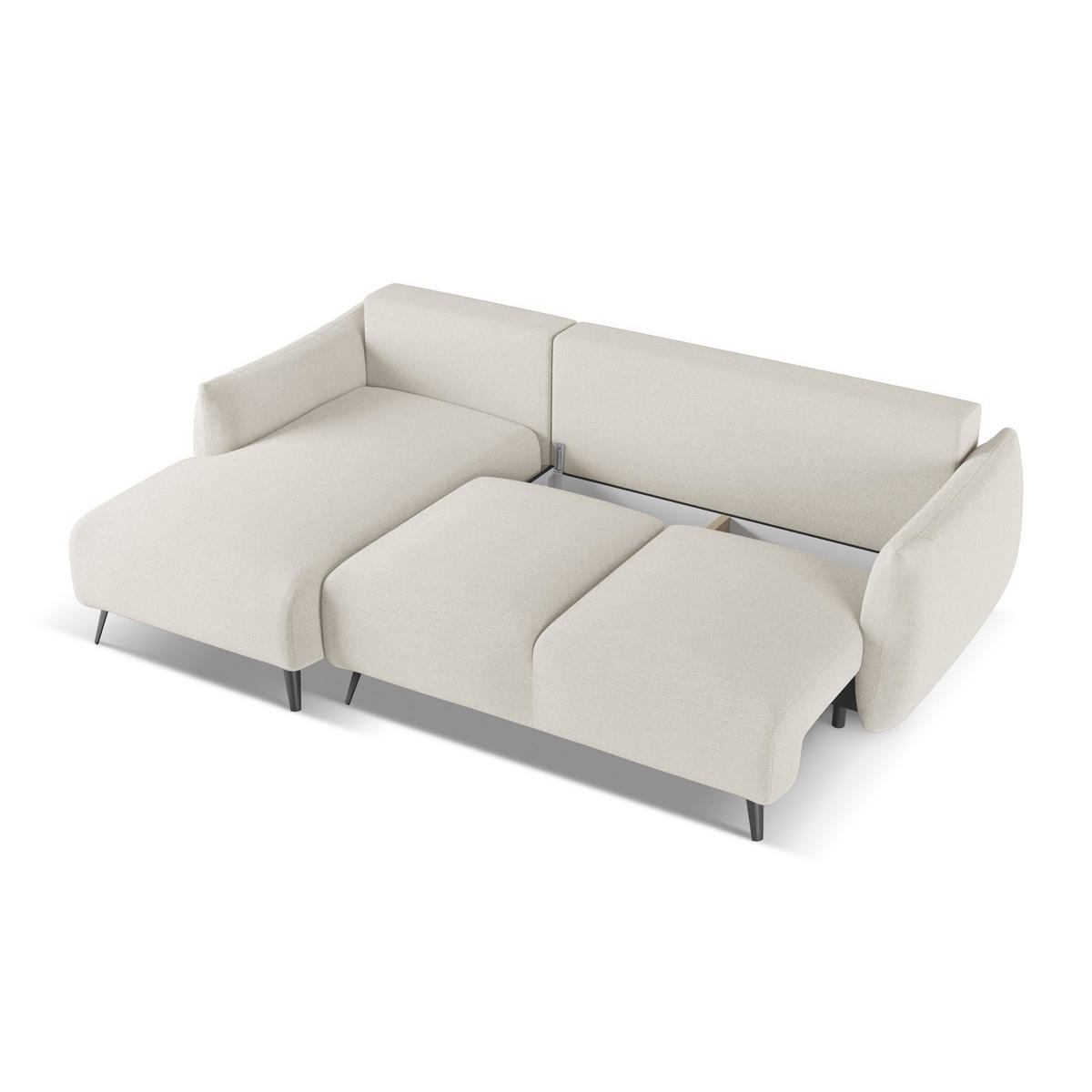 ECKSOFA mit Schlaffunktion Chenille Stoff Grau - Silberfarben/Schwarz, Textil/Metall (162/242cm) - LaMiaSofa