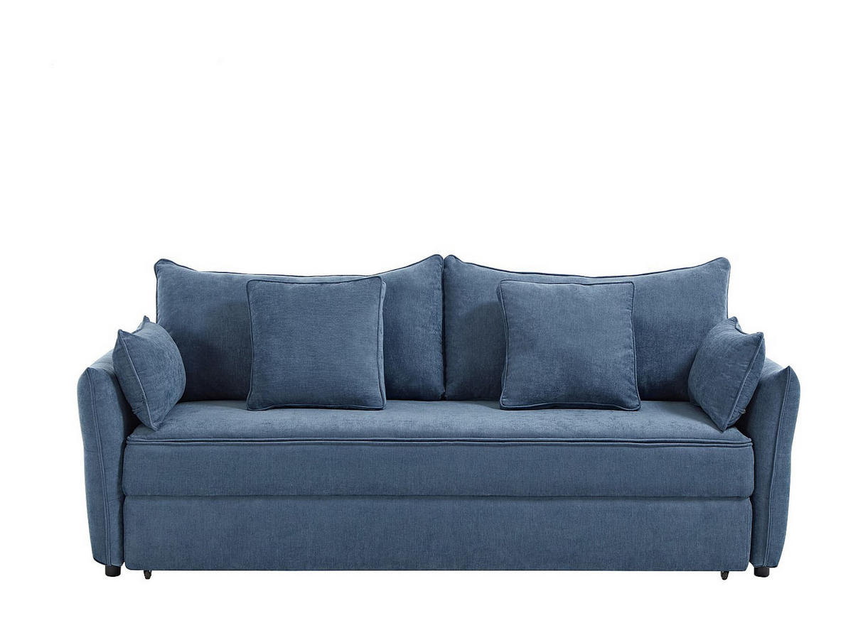 3-SITZER-SCHLAFSOFA aus blauem Stoff mit Memory-Schaum-Sitz SITALA - Blau, Textil (220/92/87cm) - Vente-Unique