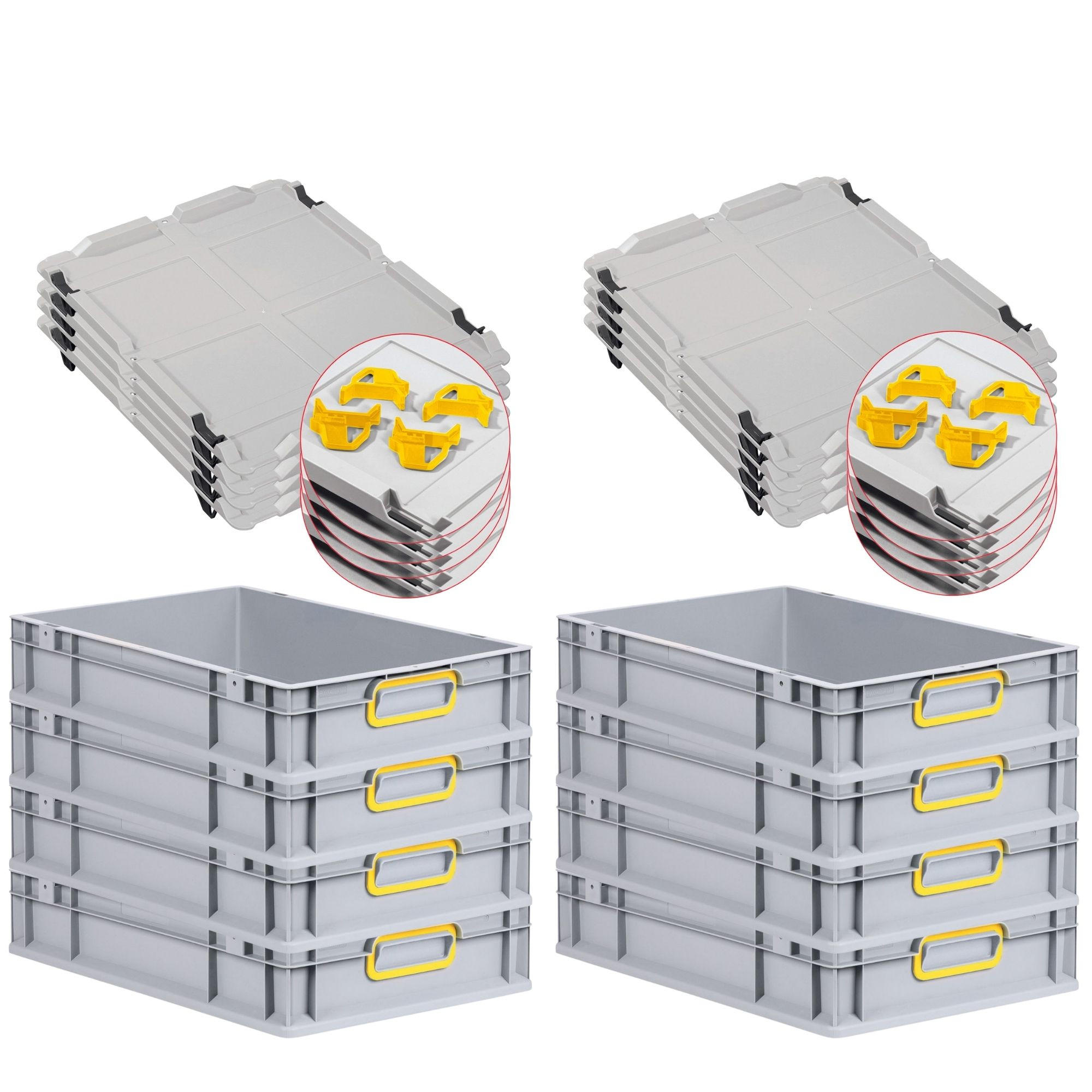 EUROBOX 8x Nextgen Color Mit Auflagedeckel 12x40x60cm Griffe Gelb Geschlossen - Gelb, Kunststoff (40/12/60cm) - PROREGAL