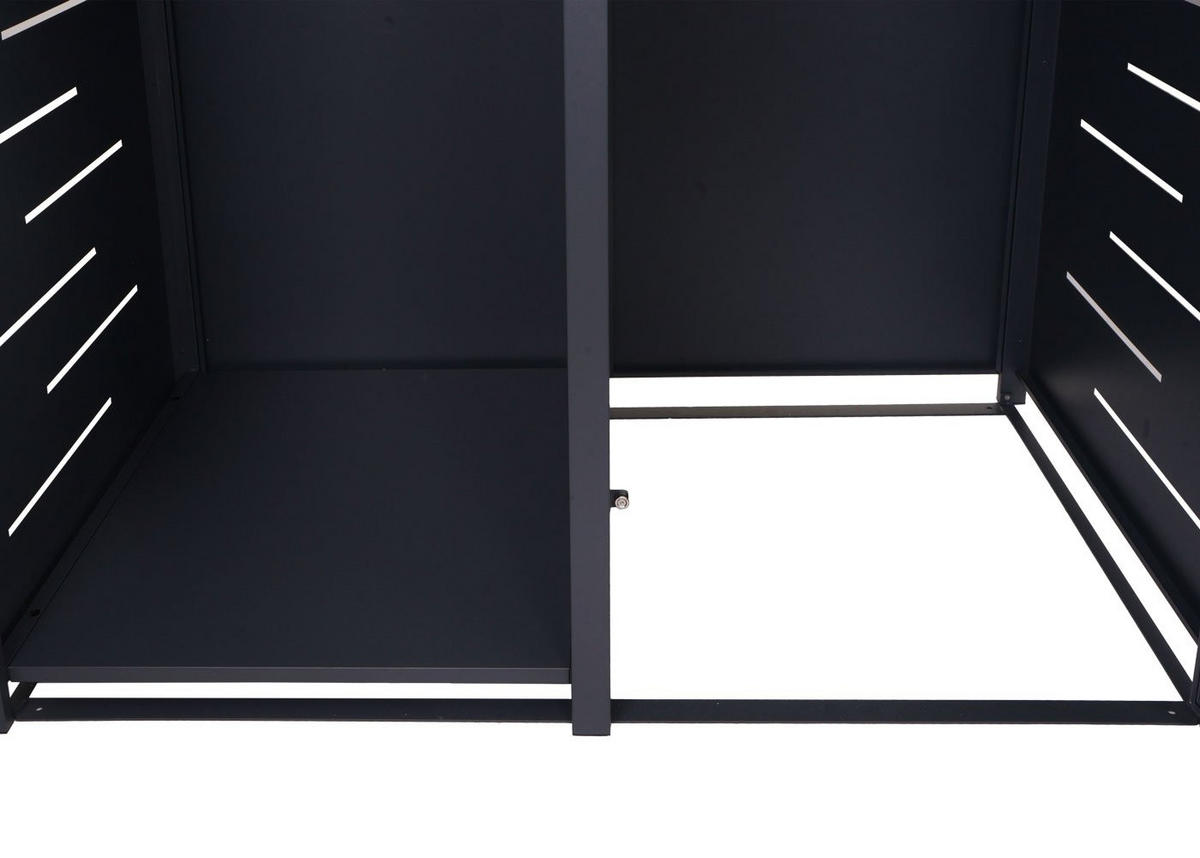MÜLLTONNENBOX mit Brennholzregal 117x132x82cm erweiterbar 152kg Anthrazit - Anthrazit, Metall (132/117/82cm) - PROREGAL