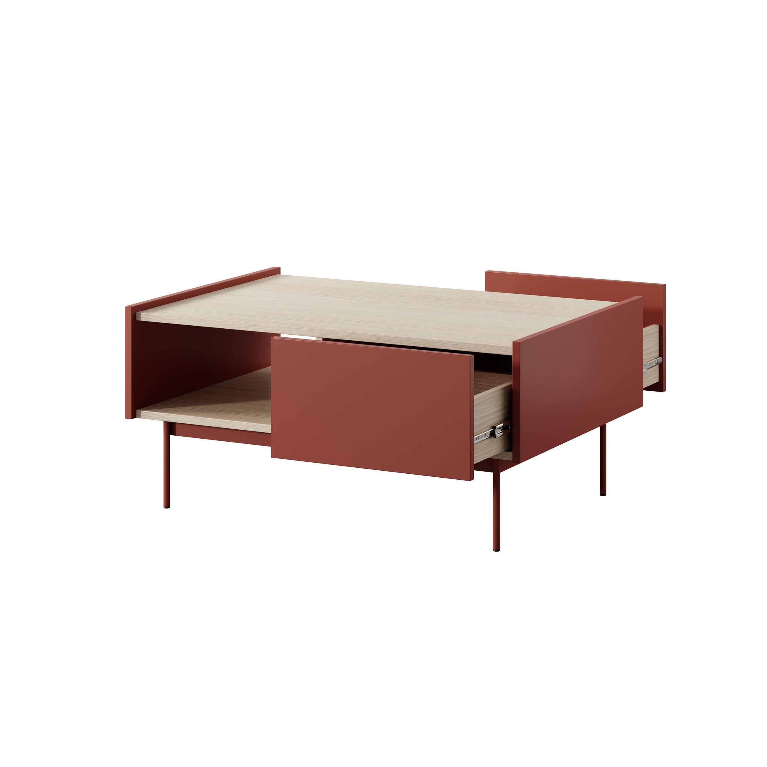 COUCHTISCH Color Rot, mit Schubladen - Rot, Holzwerkstoff (65/97/45cm) - Bettso