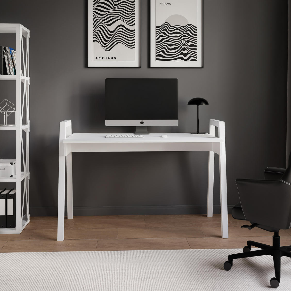 SCHREIBTISCH NOVO 120/68/82 cm, Weiß - Weiß, Holzwerkstoff/Metall (68/120/82cm) - Idohome