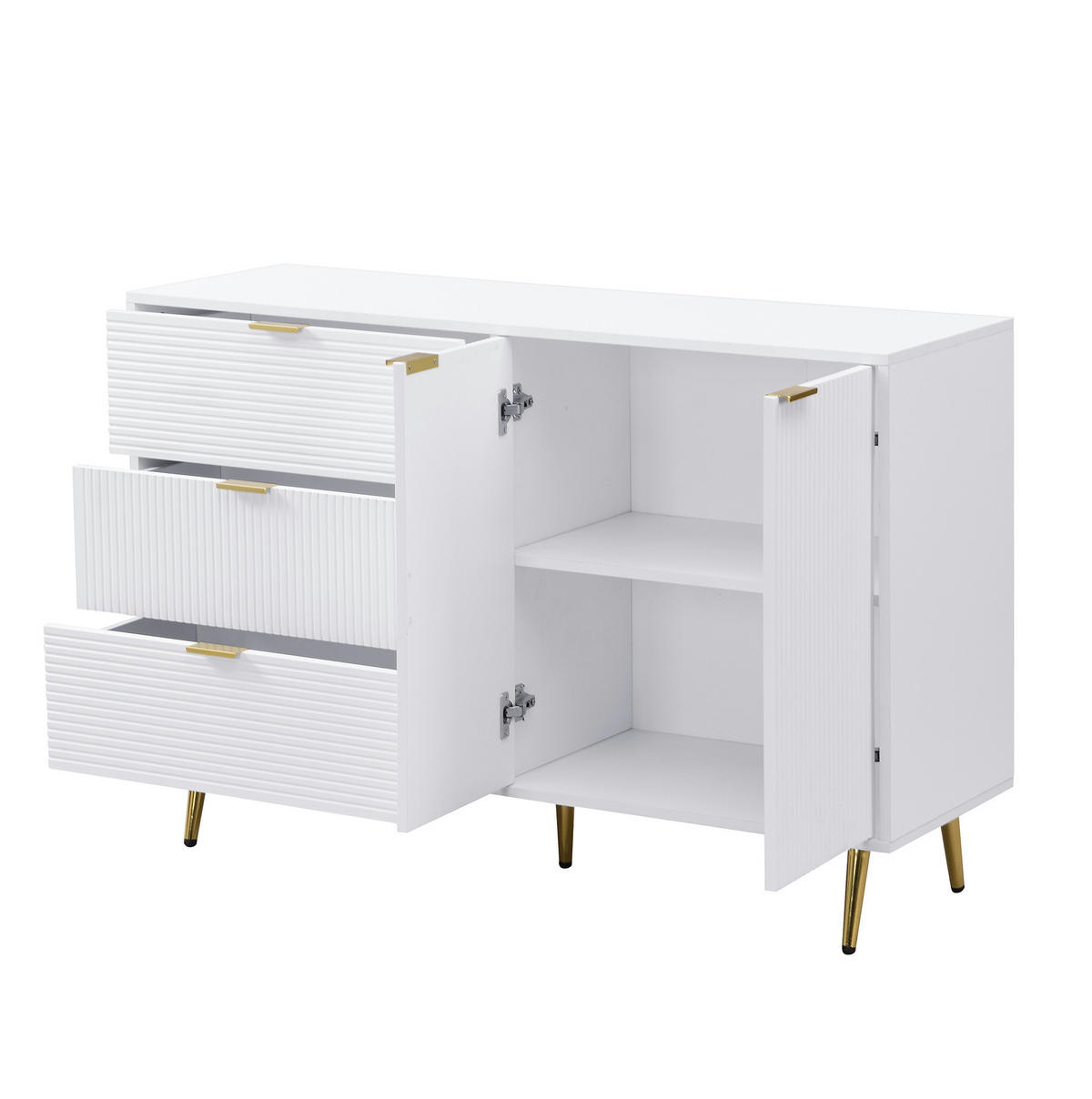 KOMMODE aus MDF 120x38x80,5cm in Weiß mit 3 Schubladen - Weiß, Holzwerkstoff (120/80.5/38cm) - Modfu