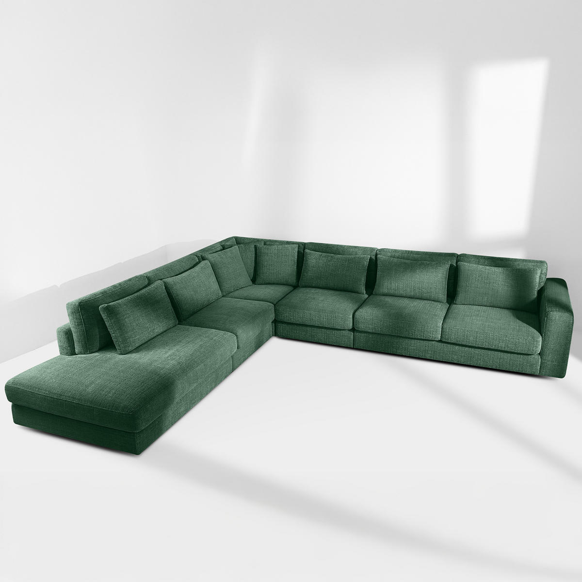 ECKSOFA XL links VERUS - Grün, Holz/Holzwerkstoff (377/328cm) - KONSIMO®