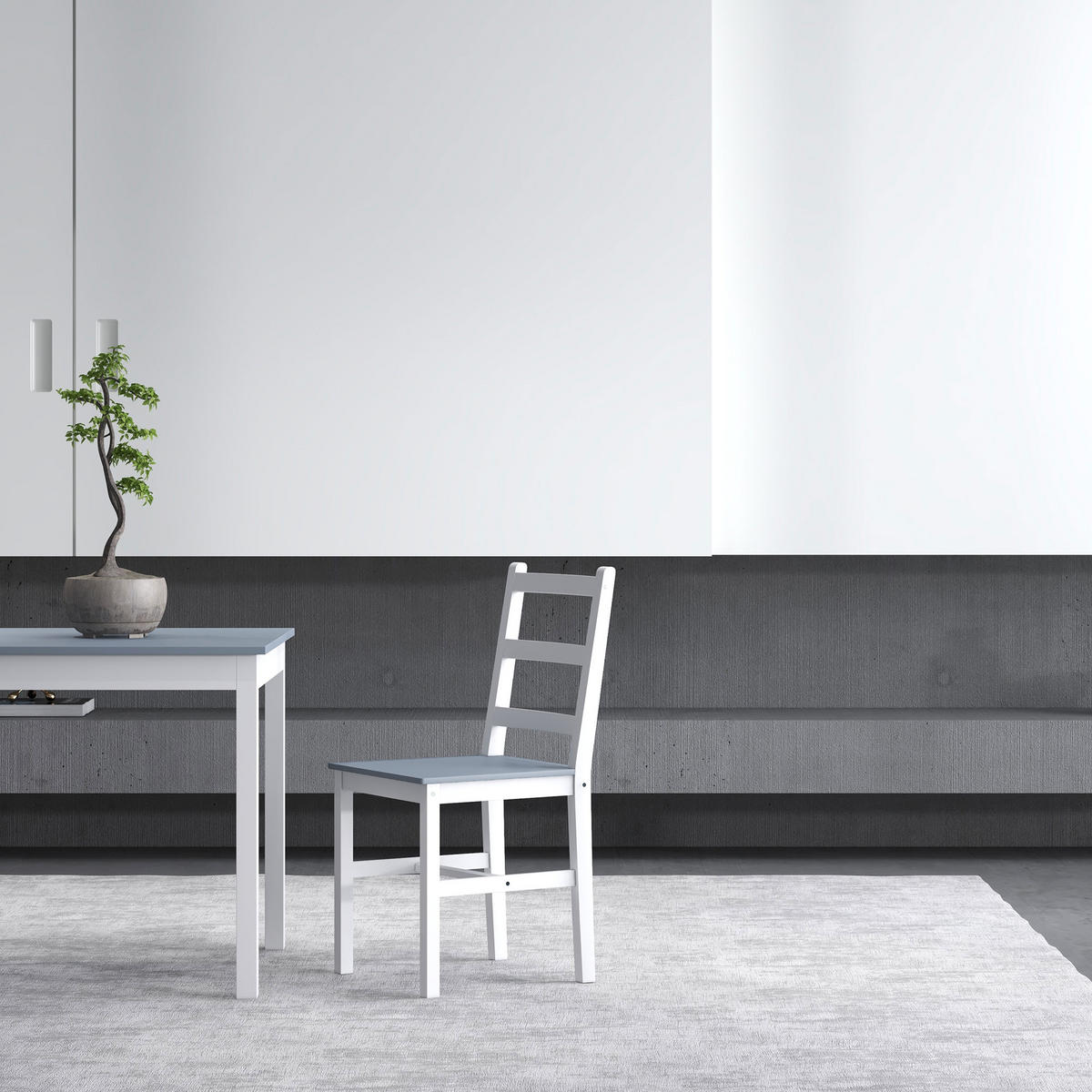ESSGRUPPE 3er-Set, Esstisch mit 2 Stühlen, Küchentisch-Set für 2 Personen, Holz - Grau, Holz (75/75/75cm) - HOMCOM