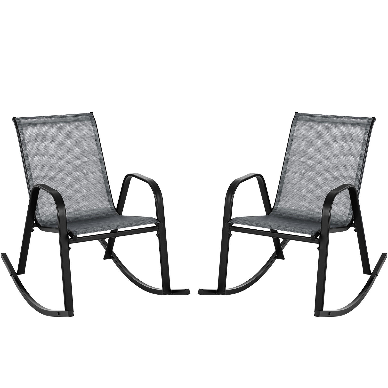 SCHAUKELSTUHL Grau(2er-Set) - Grau, Metall (62/86/91cm) - COSTWAY