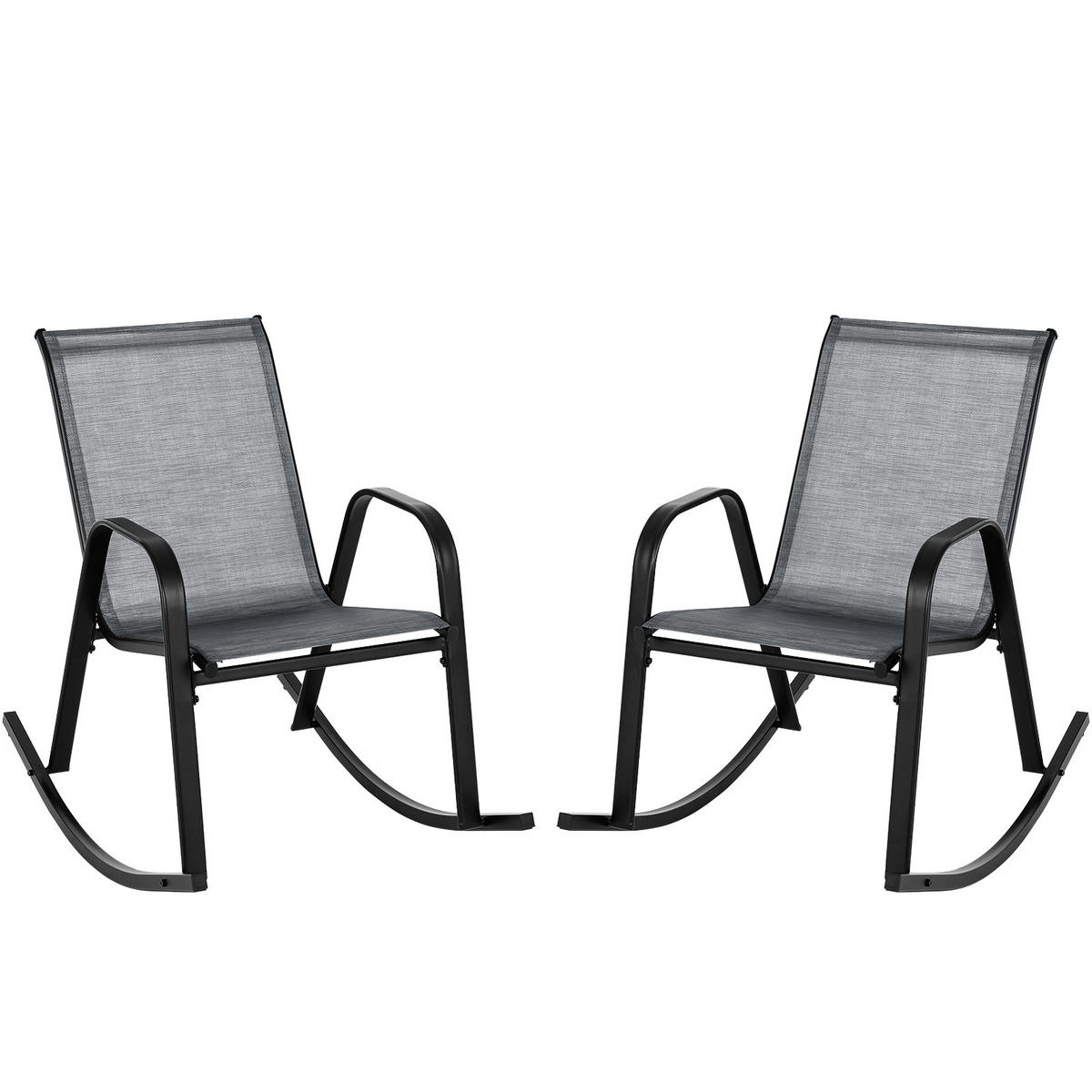 SCHAUKELSTUHL Grau(2er-Set) - Grau, Metall (62/86/91cm) - COSTWAY