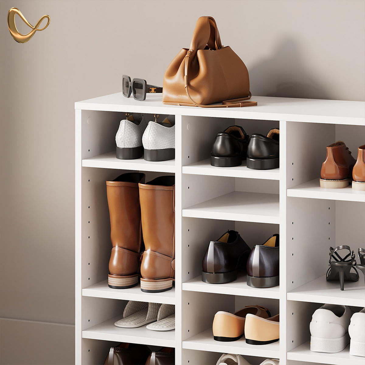 SCHUHSCHRANK Liguria Weiß 20 Fächer - Weiß, Holzwerkstoff (104/65.5/33cm) - Livinity®