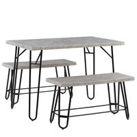 ESSGRUPPE Marmor Optik Grau 4-Sitzer 110/70 cm Kempton - Grau, Holzwerkstoff (110/76/70cm) - Beliani