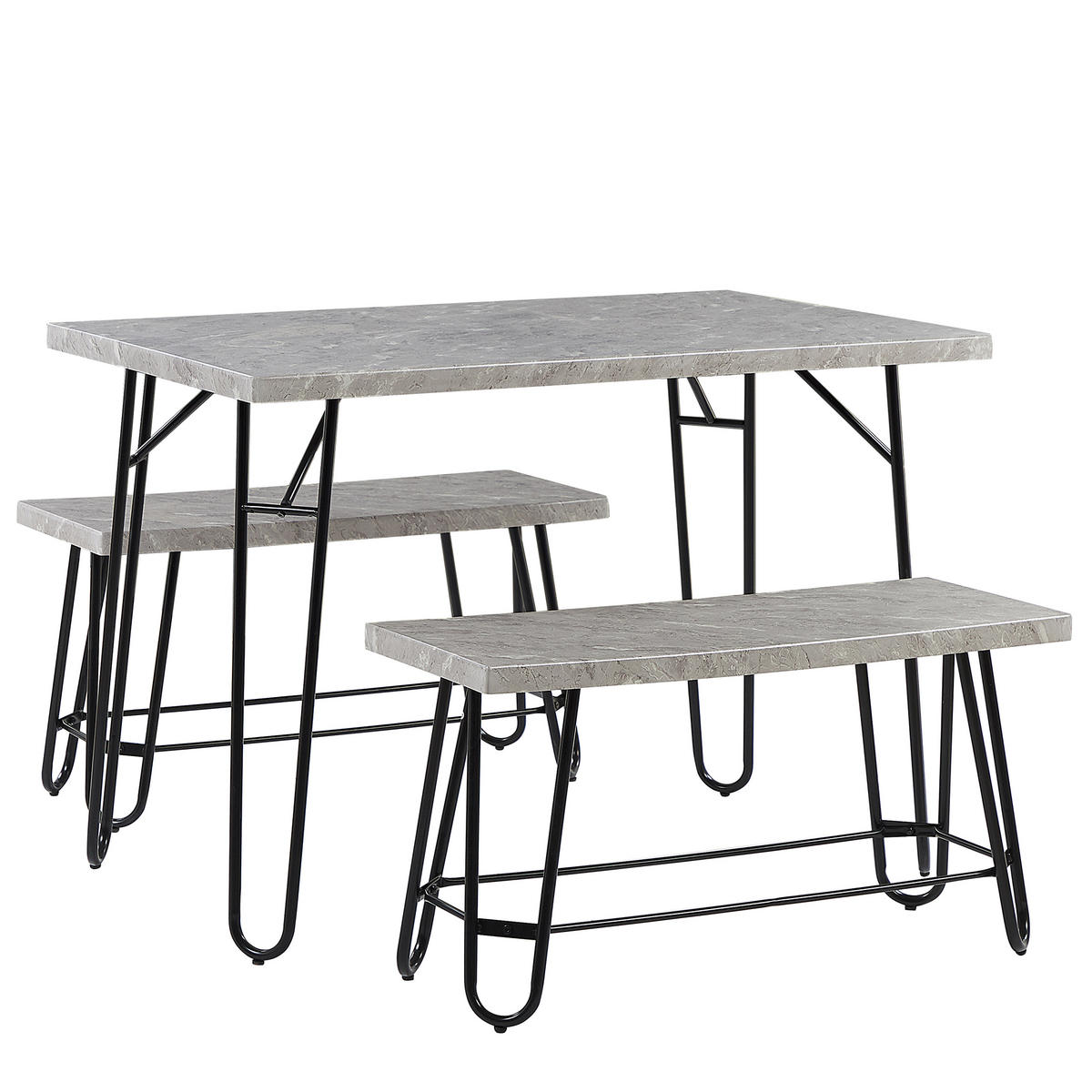 ESSGRUPPE Marmor Optik Grau 4-Sitzer 110/70 cm Kempton - Grau, Holzwerkstoff (110/76/70cm) - Beliani