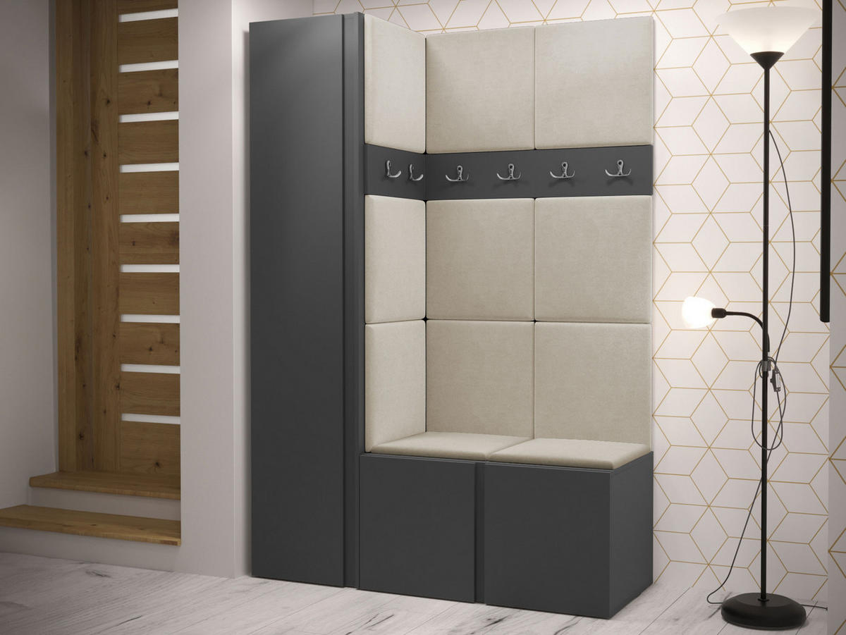 GARDEROBEN-SET Orion IX - Beige/Graphitfarben, Holzwerkstoff/Kunststoff (124/186/46cm) - MIRJAN24