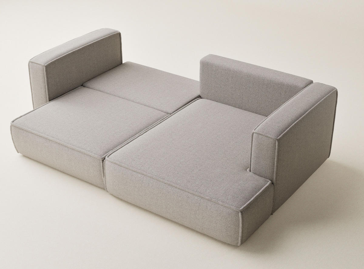 ECKSOFA MIT SCHLAFFUNKTION Velto Seidengrau Webstoff - Greige/Schwarz, Holz/Holzwerkstoff (250/152cm) - Maison de Reve