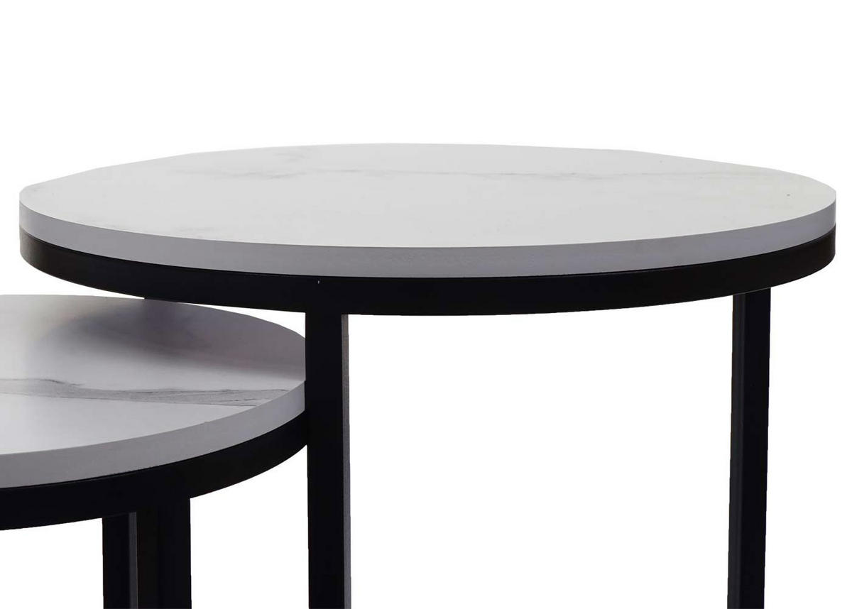 BEISTELLTISCH rund Weiß, Schwarz 2er-Set - Schwarz/Weiß, Holzwerkstoff (40/40/64cm) - MCW