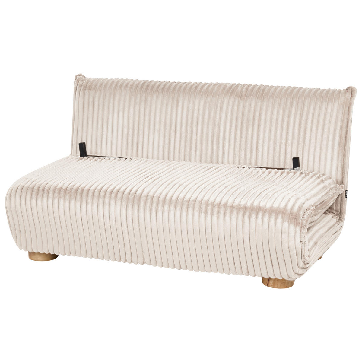 SCHLAFSOFA 2-Sitzer Cord Cremeweiß Abisko - Creme, Textil (140/80/82cm) - Beliani
