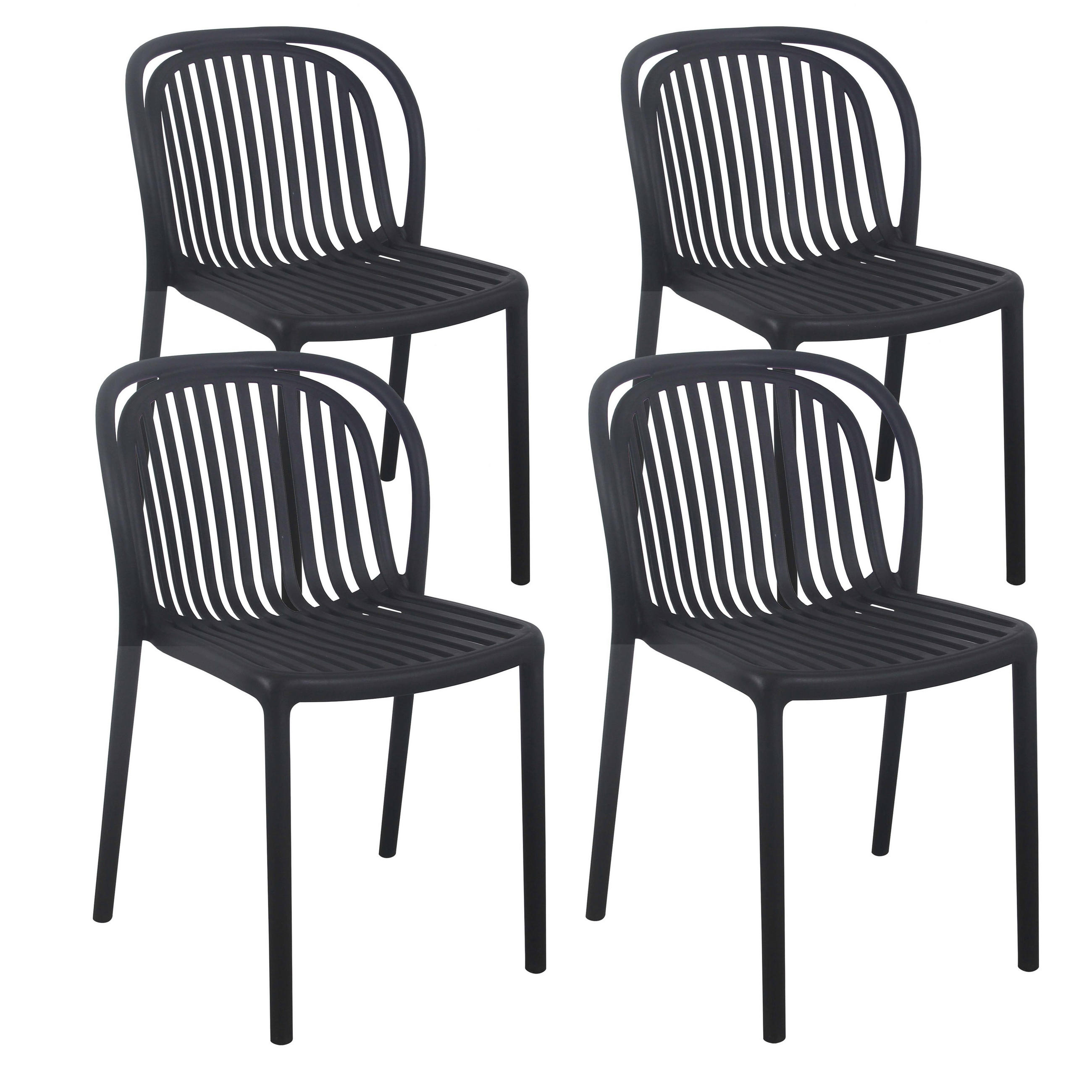 GARTENSTUHL 4-tlg., Schwarz - Schwarz, Kunststoff (58/49cm) - Oviala