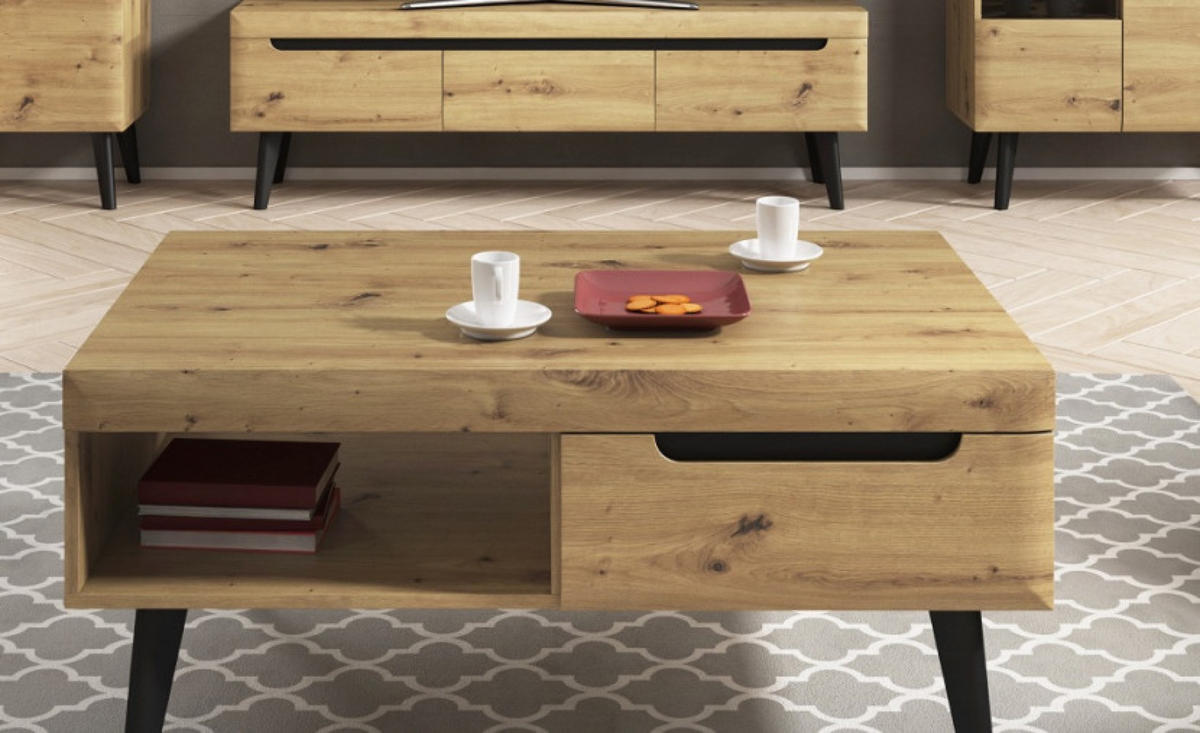 TISCH Schwarz Nordan Artisan Eiche Mit Massivholzbeinen - Multicolor, Holzwerkstoff (67/67/46cm) - Sepro Meble