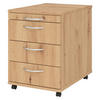 ROLLCONTAINER - mit 3 Schubladen 58/42,8/59 cm in Wildeiche Bogengriff (Kunststoff) - Wildeiche, Holzwerkstoff (42.8/59/58cm) - bümö