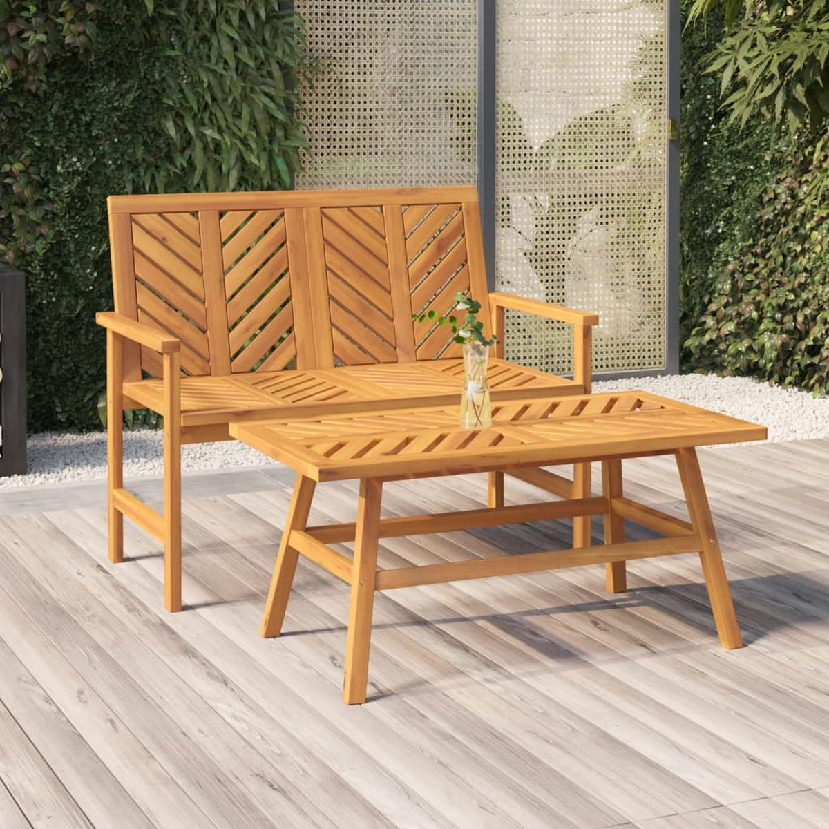 GARTENBANK 109 cm Massivholz Akazie - Braun, Holz (109/89/62.5cm) - furnicato
