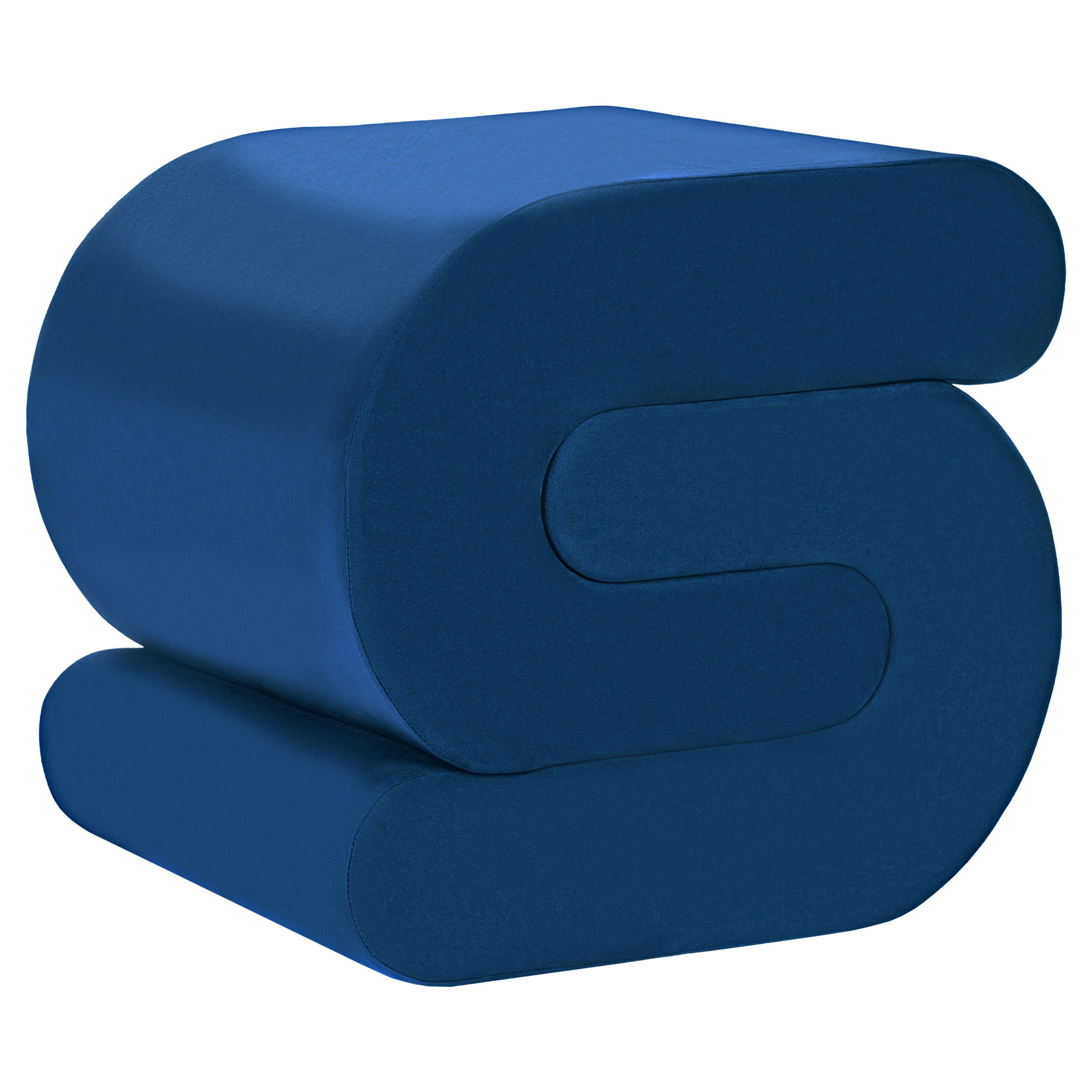 POUF Samtstoff Marineblau Arcadia - Hellblau, Textil (45/48/50cm) - Beliani