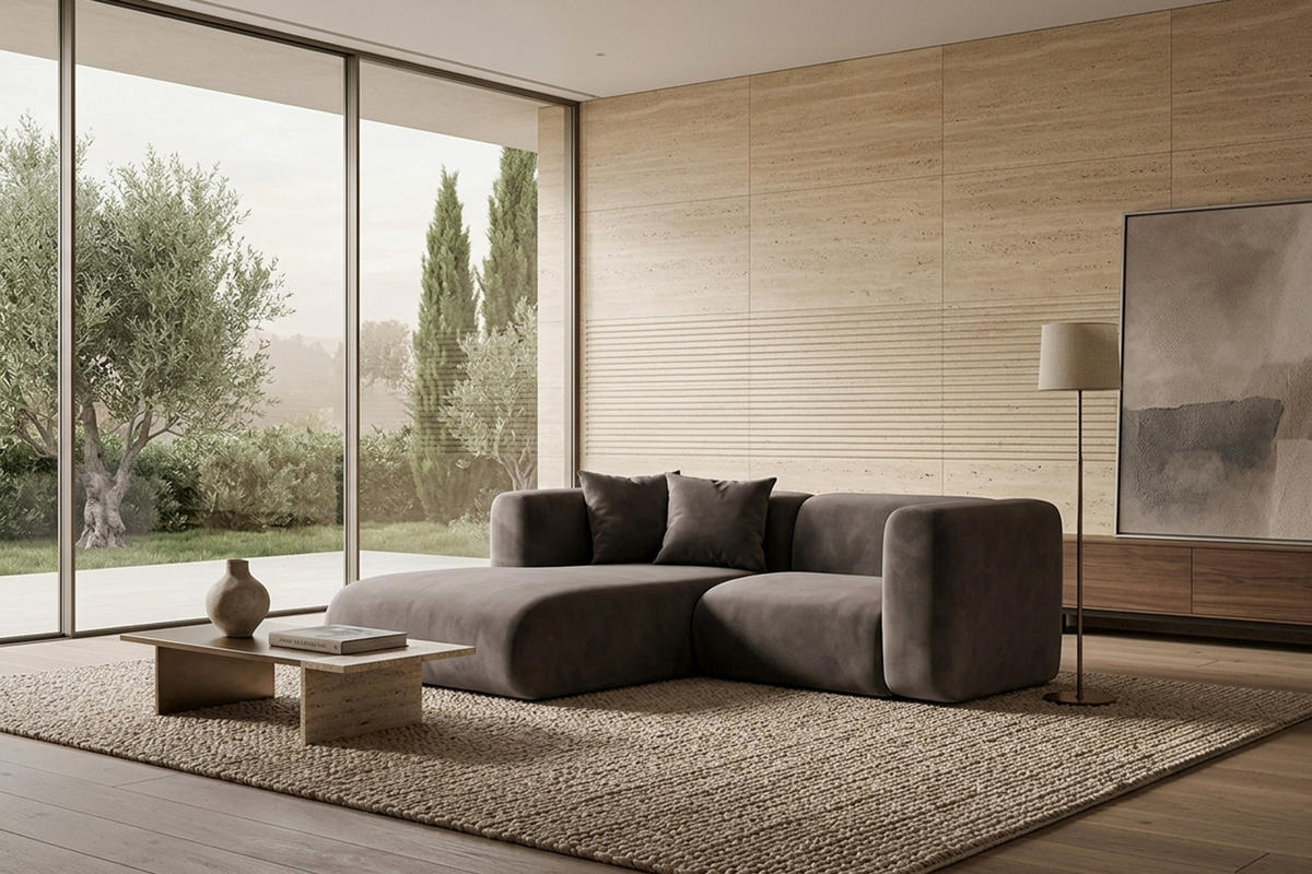 ECKSOFA L-Form mini, Velvet-Stoff Bluvel, Aschgrau, Links, GRETA - Grau, Holz (226/179cm) - Kaiser Möbel