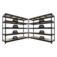 SCHWERLASTREGAL Rhino 2er-Set 200x240x70 cm 5 Spanplatten-Ebenen 8mm Fachlast 450 kg Schwarz - Schwarz, Metall (480/200/70cm) - PROREGAL