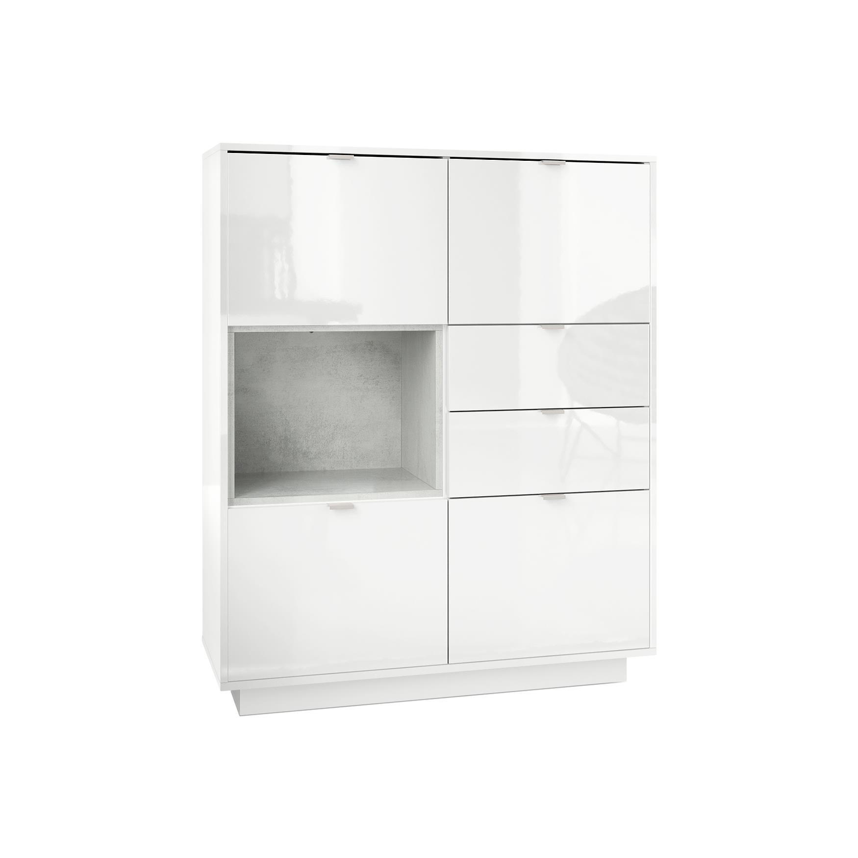 HIGHBOARD Metro Einsatz in Beton Oxid Optik - Hellgrau, Holzwerkstoff (103/123/38cm) - Vladon