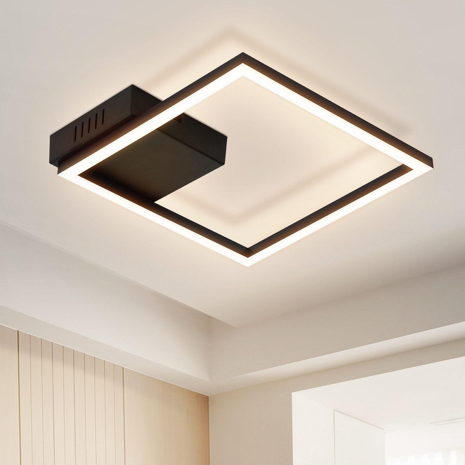 LED-DECKENLEUCHTE Madera 26/26/4.7cm - Schwarz, Kunststoff (26/26/4.7cm) - Nettlife