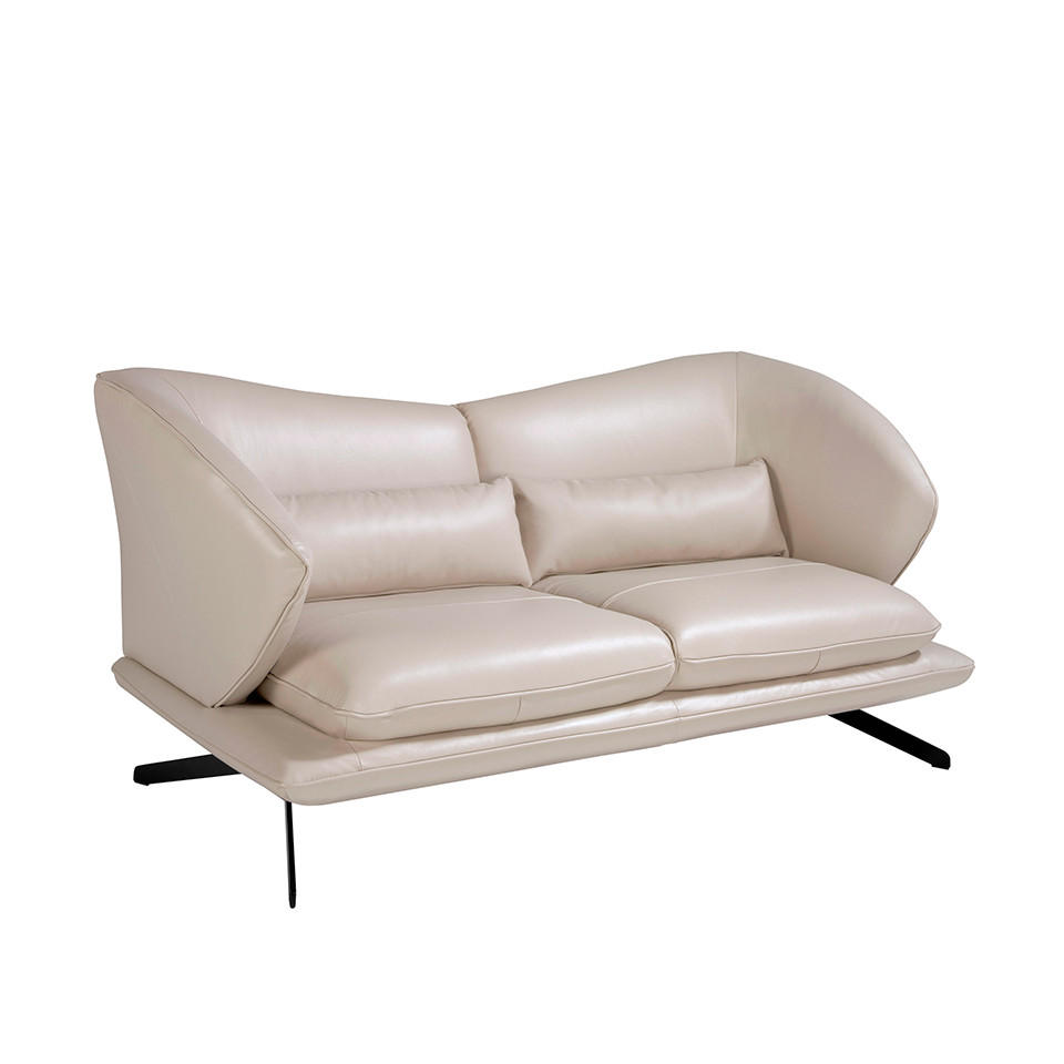 SOFA 2-SITZER Taupe Grau Schwarz 175/90/85 cm - Dunkelgrau/Schwarz, Leder (175/85/90cm) - ANGEL CERDA
