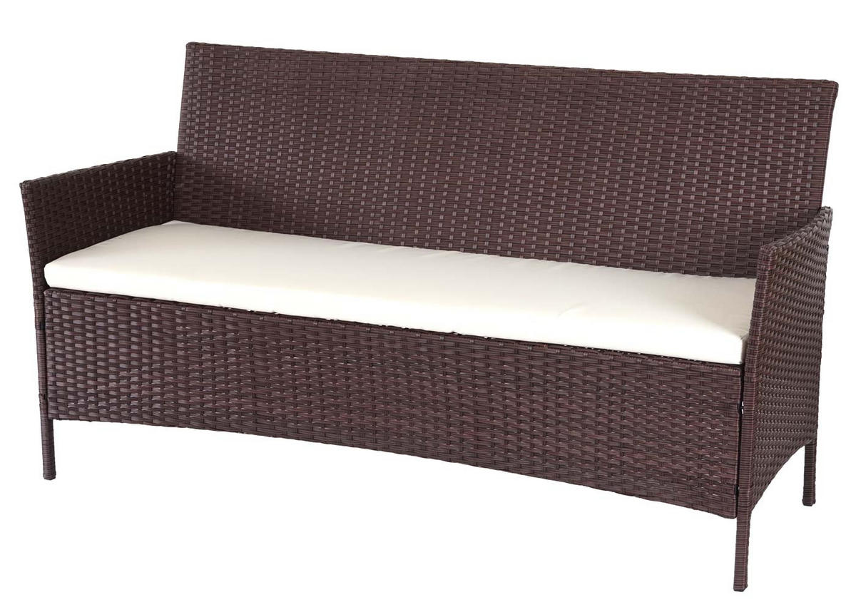 POLY-RATTAN GARNITUR Braun - Braun/Weiß, Kunststoff - MCW
