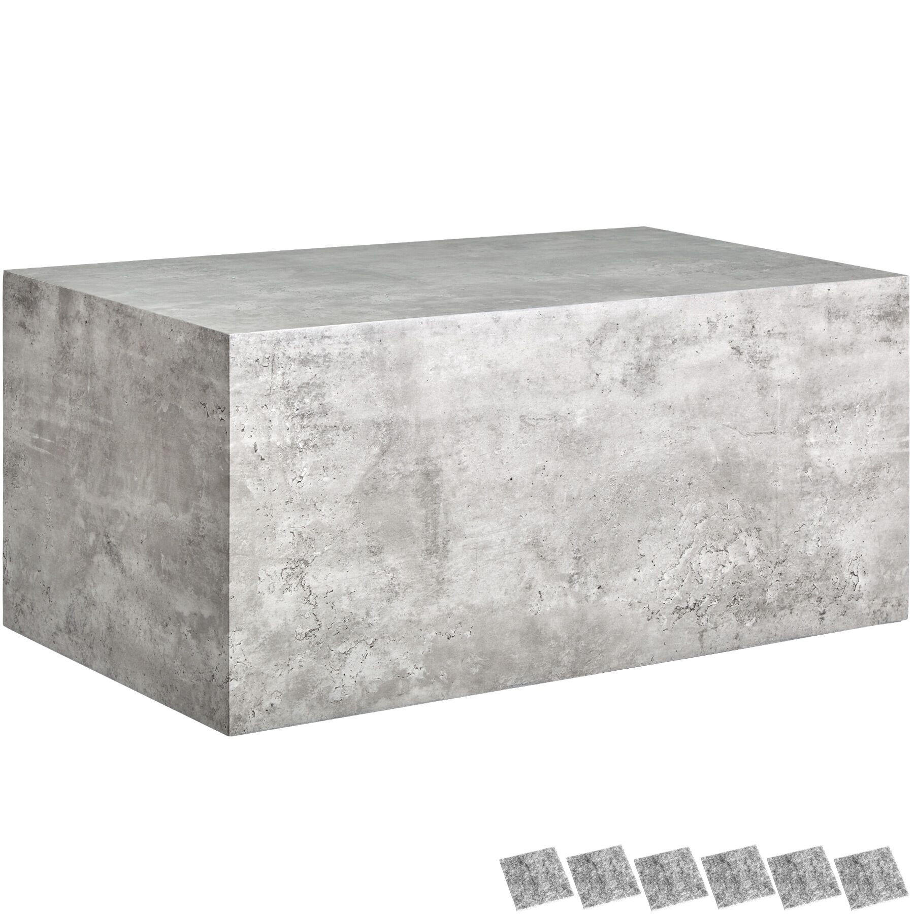 COUCHTISCH Lasley,inkl. Bodenschoner, Belastbarkeit 45 kg,Beton Optik - Grau, Holz (50/90/40cm) - tectake