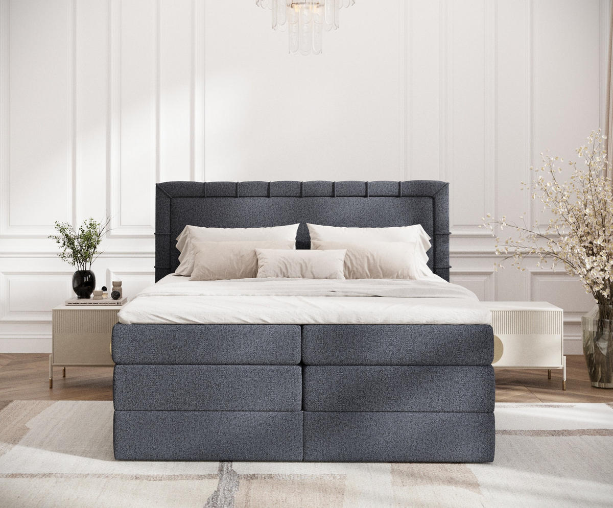 BOXSPRINGBETT Rosabel Schwarz 160/200 cm mit Matratze und Topper - Schwarz, Holz/Holzwerkstoff (160/200cm) - Maison de Reve