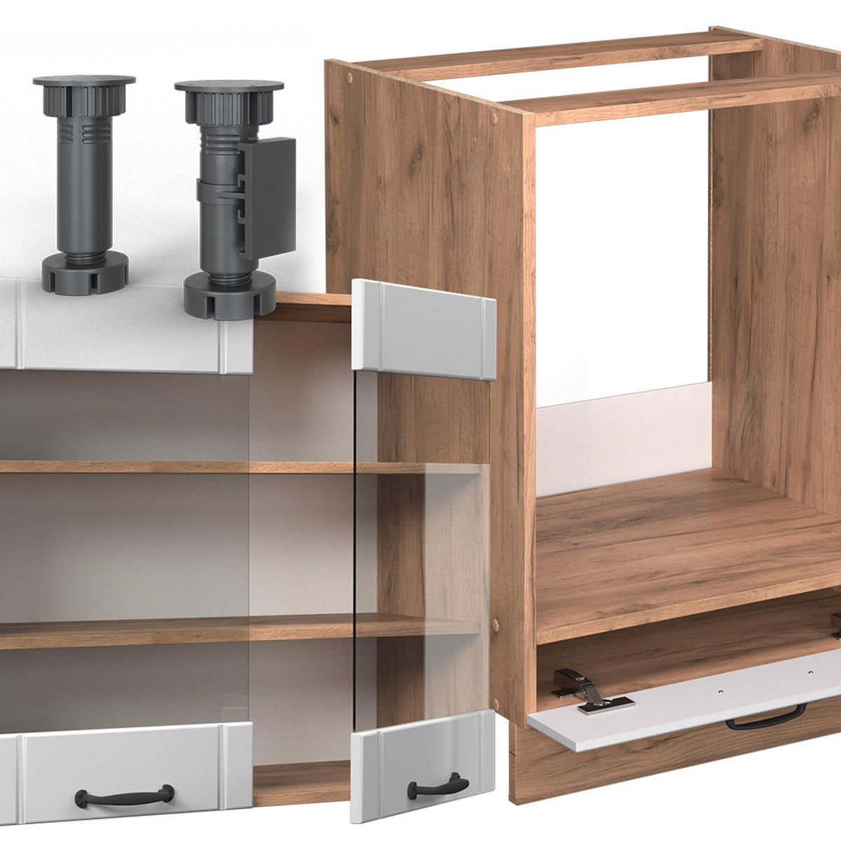 ROHOVÁ KUCHYŇ Fame-Line Bílý venkovský dům - bílá/medově dubová, kompozitní dřevo (227/81.6/60cm) - Vicco