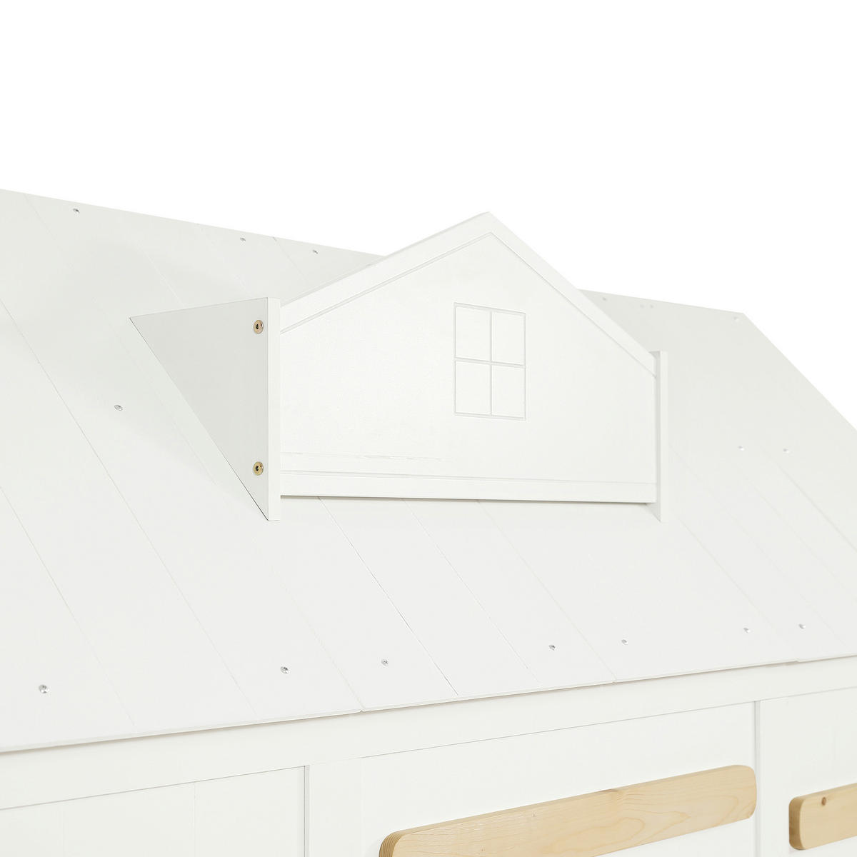 HOCHBETT Hausdesign 90x200 cm Weiß mit Bücherregal - Weiß, Holz (90/200cm) - Meubliv
