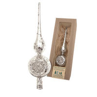 BAUMSPITZE Reflex Antik Silberfarbig 23cm (Glas / 1 Stk.) - Silberfarben, Glas (23cm) - Krebs Glas Lauscha