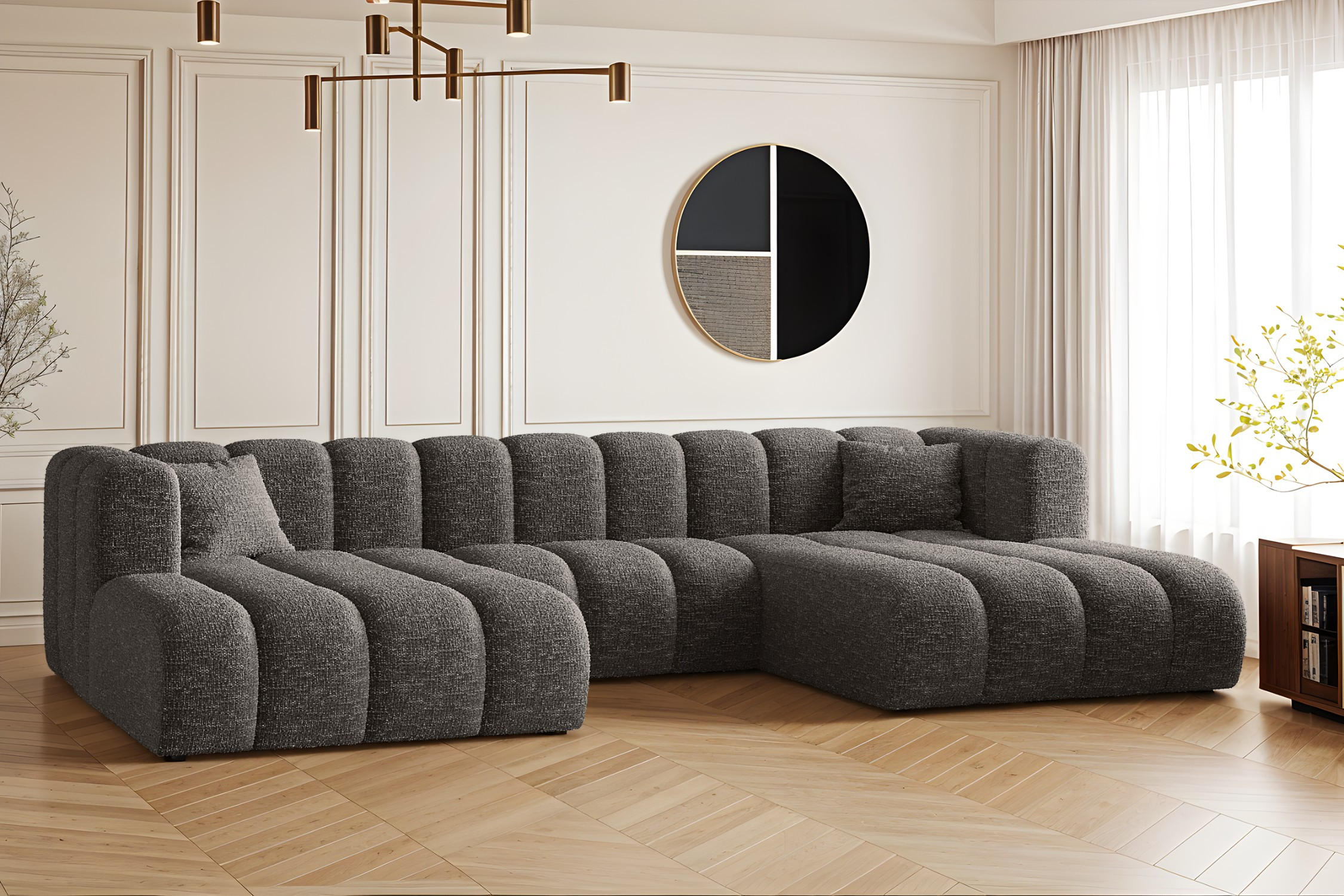 ECKSOFA U-form Grand modular stoff Haga Graphit - Graphitfarben, Holz (317/179cm) - Kaiser Möbel