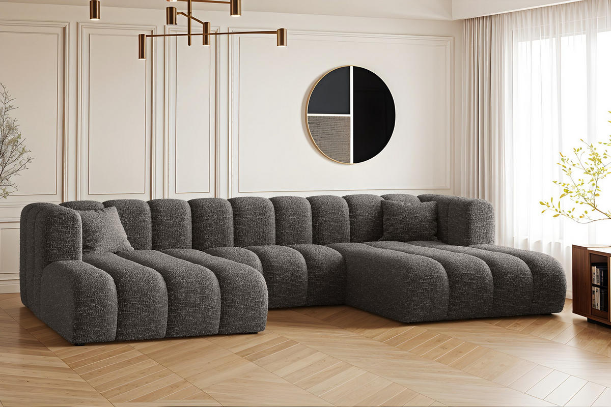 ECKSOFA U-form Grand modular stoff Haga Graphit - Graphitfarben, Holz (317/179cm) - Kaiser Möbel