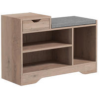 SCHUHBANK Grau 76,5/30/52 cm mit Schublade und Sitzkissen - Grau, Holzwerkstoff (76.5/52/30cm) - PANGIVO