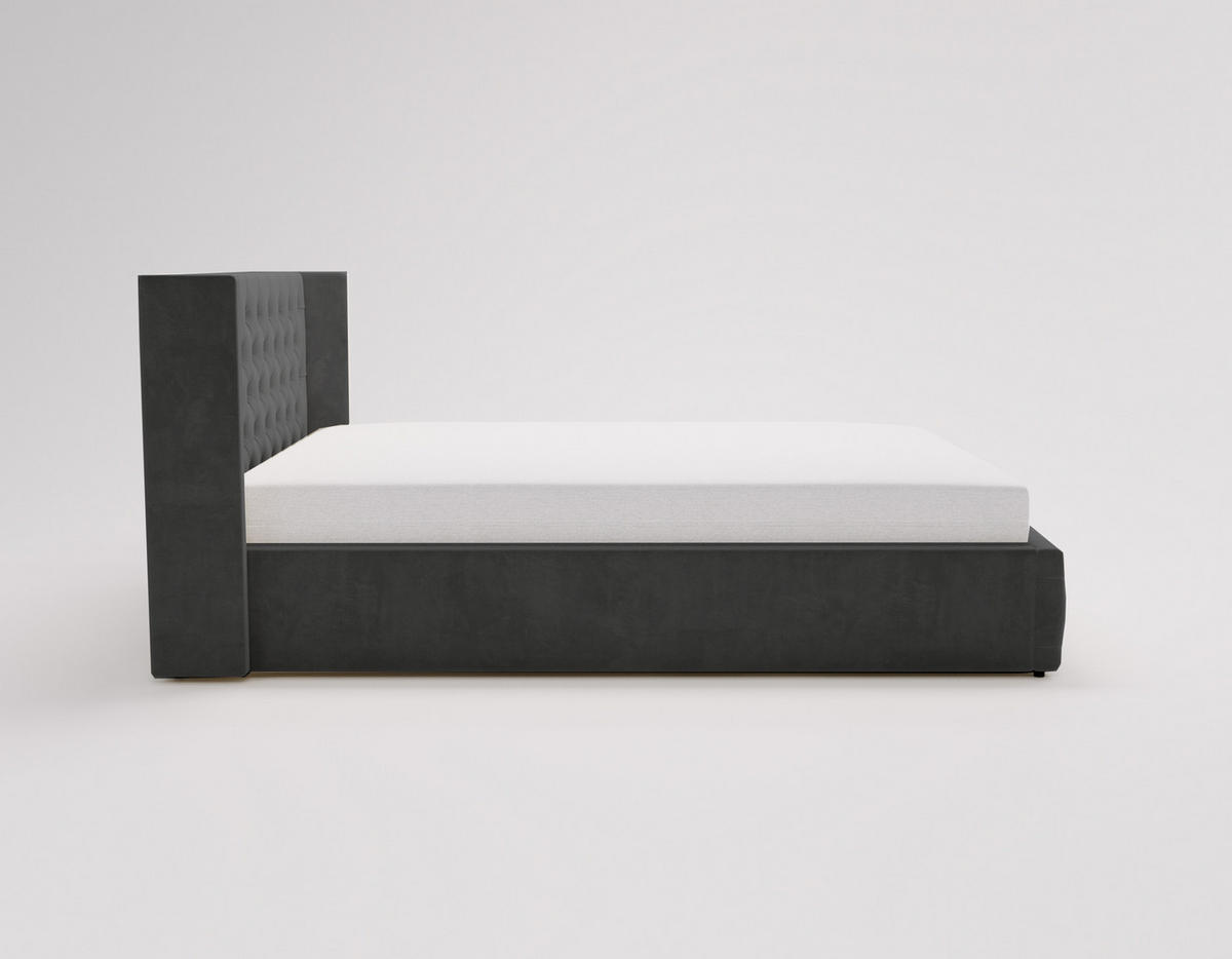 POLSTERBETT 180x200 cm Rolia, Glamour, Chesterfield, Schwarz - Schwarz, Holz/Textil (180/200cm) - Emporius