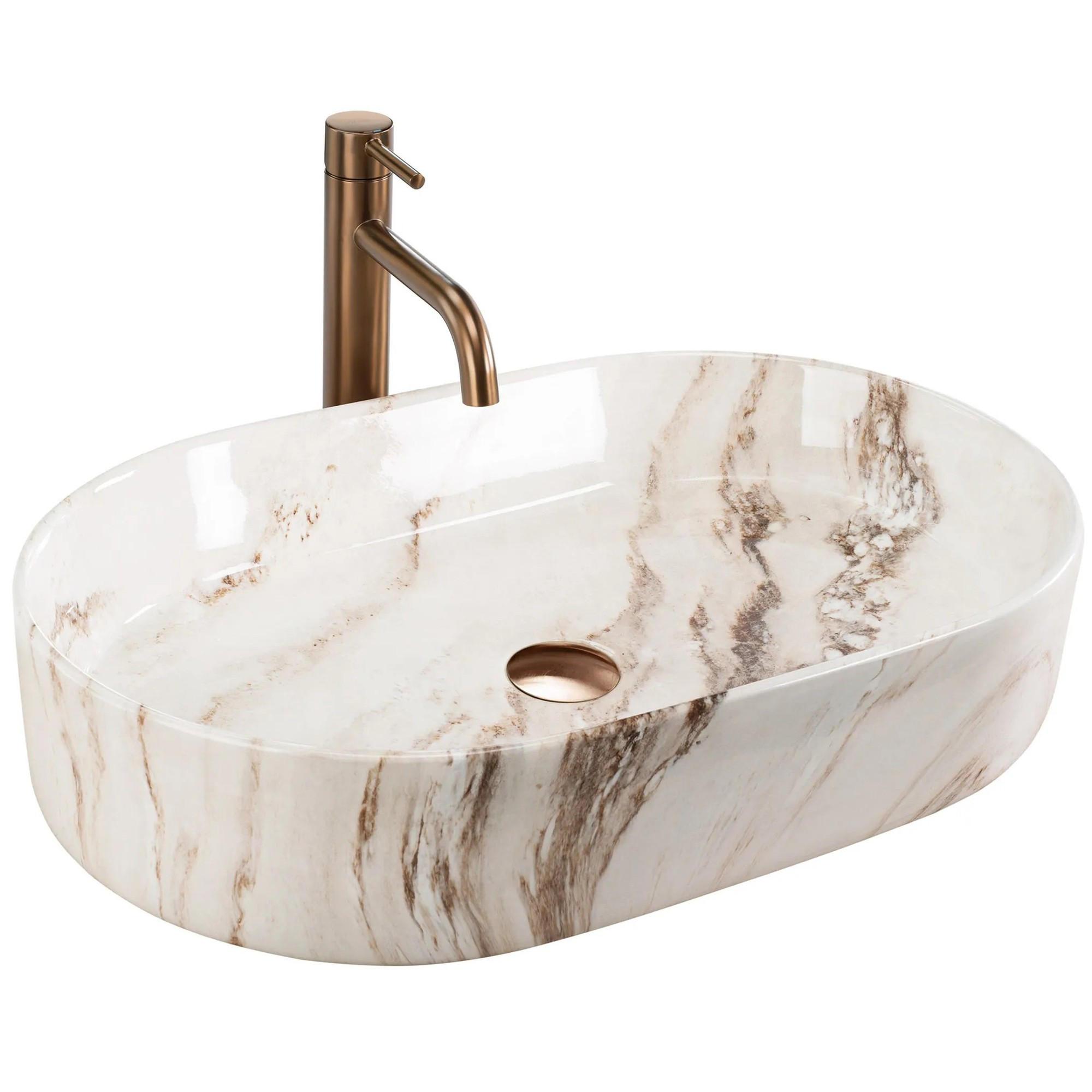 AUFSATZWASCHBECKEN Rea Nadia 60 Marrone - Grau, Keramik (38/13/60cm) - REA