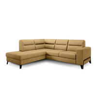 ECKSOFA mit Schlaffunktion & Bettkasten, luxus Nube-Stoff - Gelb/Schwarz, Textil/Metall (277/237cm) - Eltap