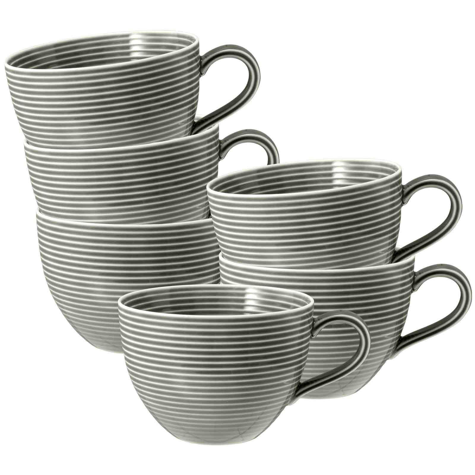MILCHKAFFEETASSEN Beat Color Glaze Perlgrau 0,35 l 6er Set - Grau, Keramik (0.35L) - Seltmann Weiden