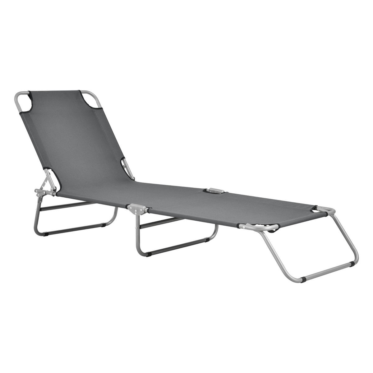 SONNENLIEGE Carcao - Dunkelgrau, Textil/Metall (186/24/55cm) - casa.pro