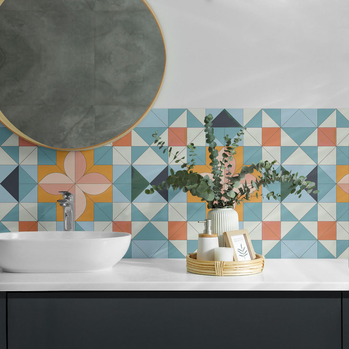 WANDPANEEL 4x 50x50 cm selbstklebend Fiorenza - Orange, Kunststoff (50/1.6/50cm) - Wallfluent