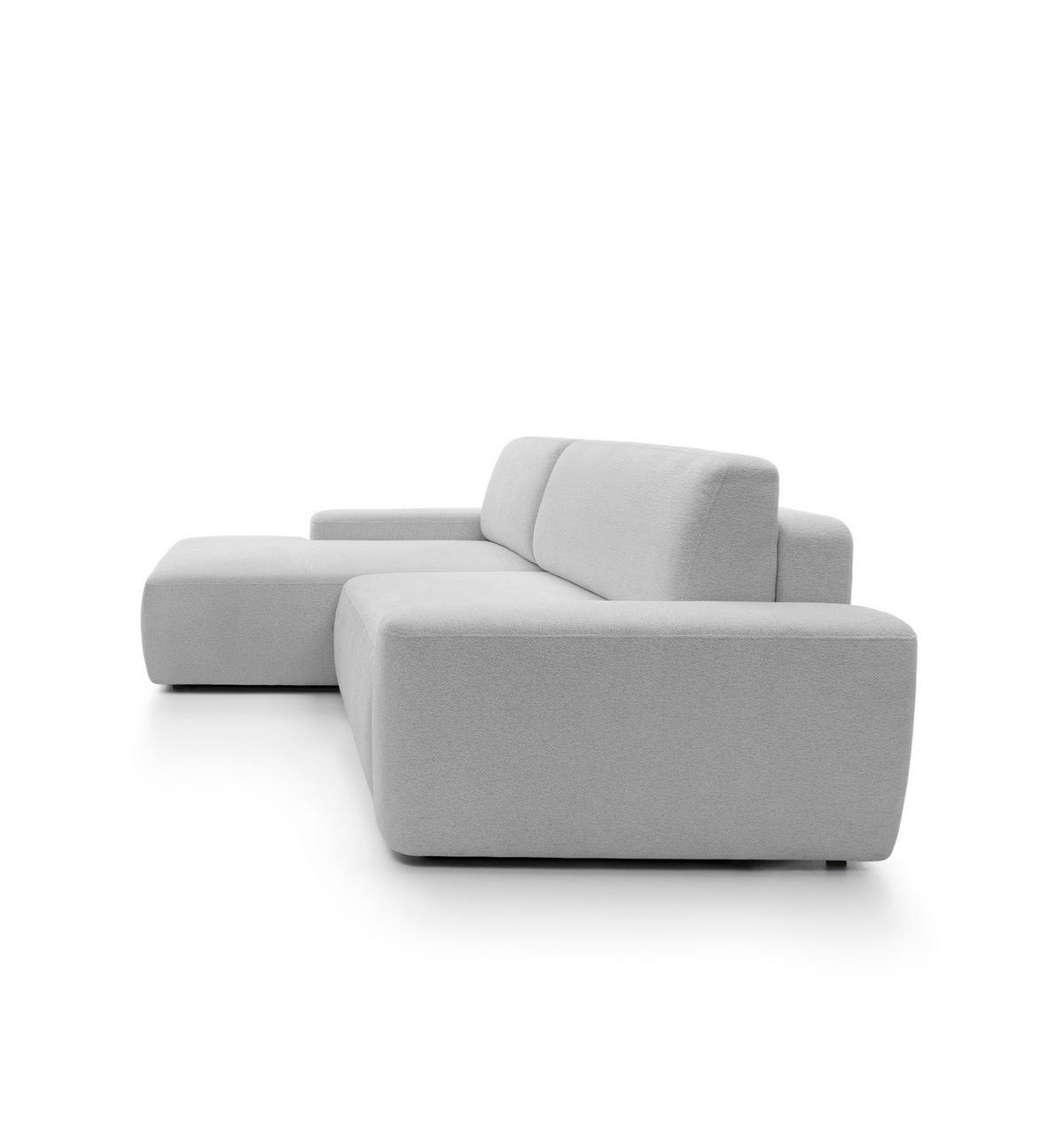 ECKSOFA BOULI 4-Sitzer Polstersofa Raven mit Schlaffunktion 130x210cm Bettzeugablage 264x162x82cm linksseitig Farbe: grau - Silberfarben, Holz/Textil (162/264cm) - DomoHome