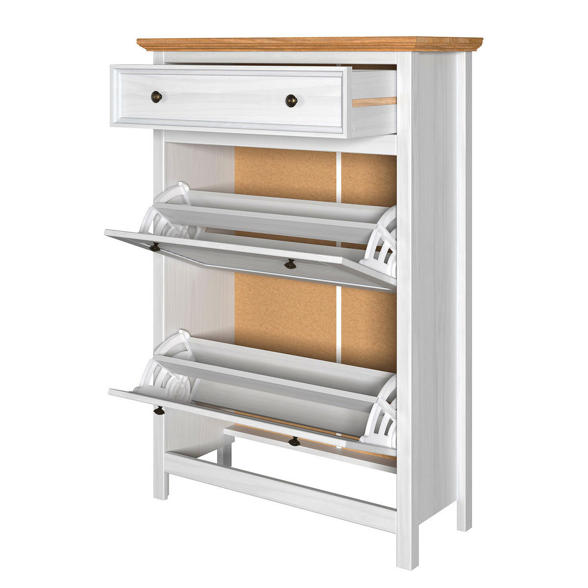 MASSIVER SCHUHKIPPER - Kiefer massiv - Kieferfarben, Holz/Metall (88/126/35cm) - home24