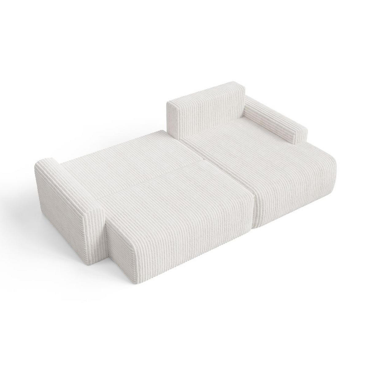 ECKSOFA MILO LARGE mit Schlaffunktion, Bettkasten und Cordbezug, Rechts - TILIA 86 (aschgrau) - Grau, Holz (270/142cm) - Dekori_Interiors