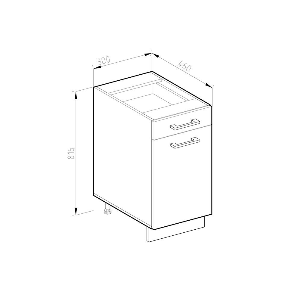 APOTHEKERSCHRANK R-Line Weiß Landhaus 30 cm, AP Eiche - Anthrazit/Creme, Holzwerkstoff (30/81.6/60cm) - Vicco